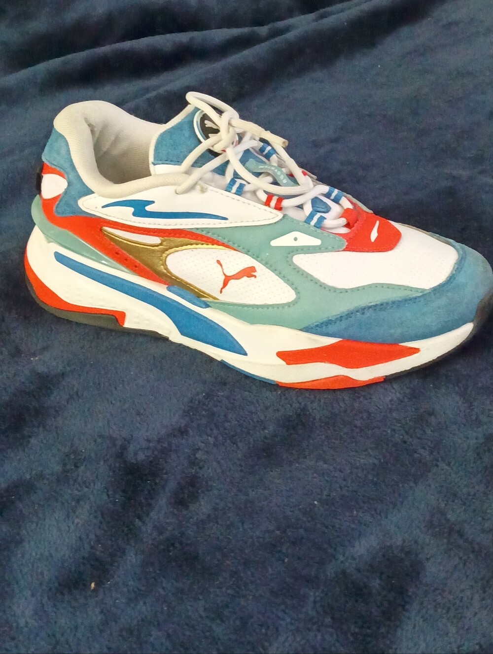 PUMA RS-X Toys “White/Vivid Blue” Sneakers — Men’s US 7 — Style 369449-30
